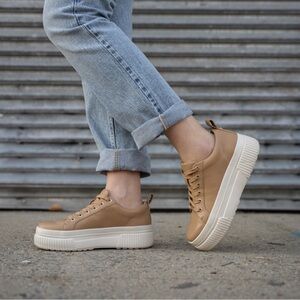 J/SLIDES West Nude Leather Platform Shoes